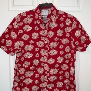 Denim and Flower Red Floral Button Down Shirt